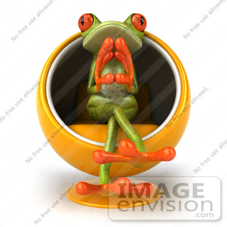 Orange Tree Frog. 3d Red-Eyed Tree Frog