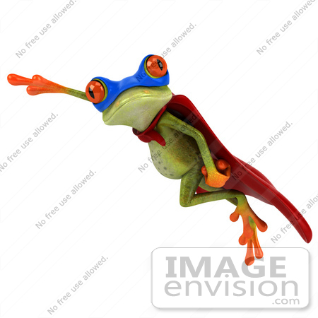 #44216 Royalty-Free (RF) Illustration of a 3d Red Eyed Tree Frog Mascot Super Hero - Pose 9 by Julos