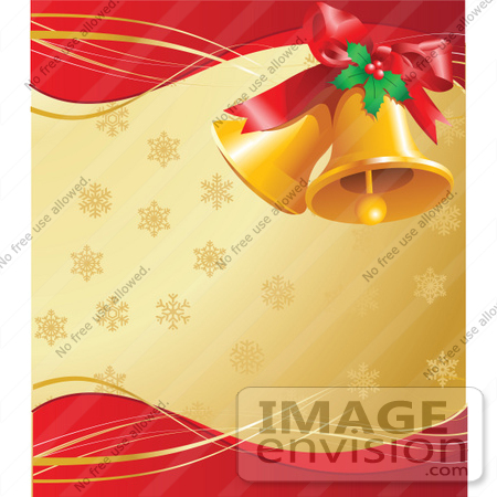 Vector Christmas bells gold and bow pink wedding bells clipart