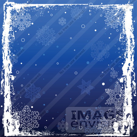 #48505 Clip Art Illustration Of A White Grungy Frame Over A Blue Square Snowflake Xmas Background by pushkin