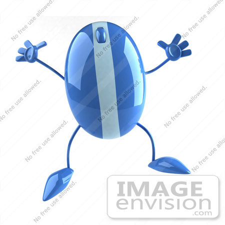 #51269 Royalty-Free (RF) Illustration Of A 3d Wireless Blue Computer Mouse