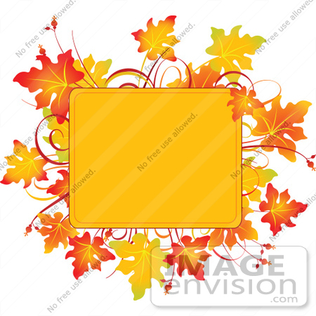 #56452 Royalty-Free (RF) Clip Art Illustration Of A Yellow Text Box Framed With Colorful Autumn Leaves by pushkin