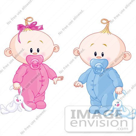 #56513 Royalty-Free (RF) Clip Art Illustration Of A Baby Girl And