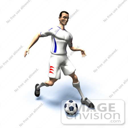 kicking soccer ball. 3d Soccer Player Kicking A