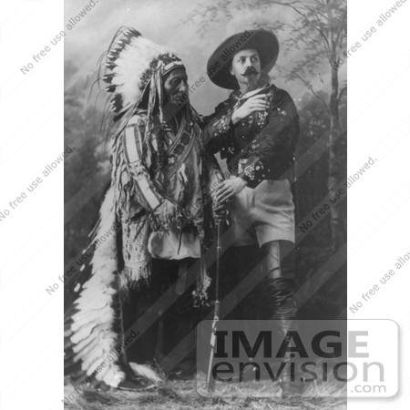 #6978 Stock Photograph of Sitting Bull Standing With Buffalo Bill by JVPD