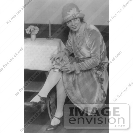 #7419 Stock Image of a Woman Hiding a Flask in Her Garter During Prohibition by JVPD