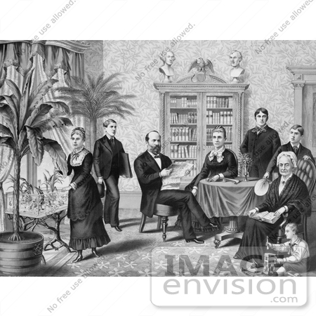 #7533 Image of President Garfield and Family in a Library by JVPD
