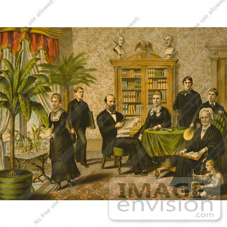 #7535 Picture of President Garfield and Family in a Library by JVPD
