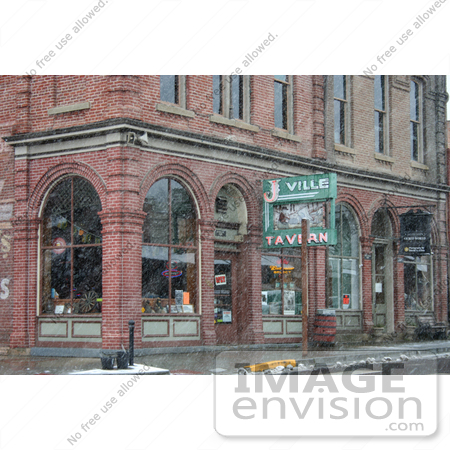 #756 Image of Snowfall in Front of the Jville Tavern by Jamie Voetsch