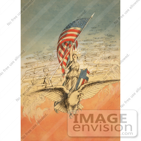 eagle holding flag