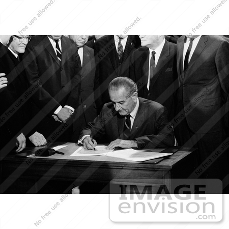 #7658 Picture of President LBJ Signing the 1968 Civil Rights Bill by JVPD