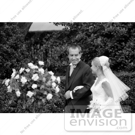 #7673 Picture of Tricia Nixon With Richard Nixon at Her Wedding by JVPD