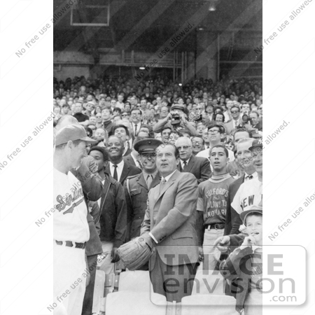 #7674 Picture of President Nixon Tossing a Baseball by JVPD
