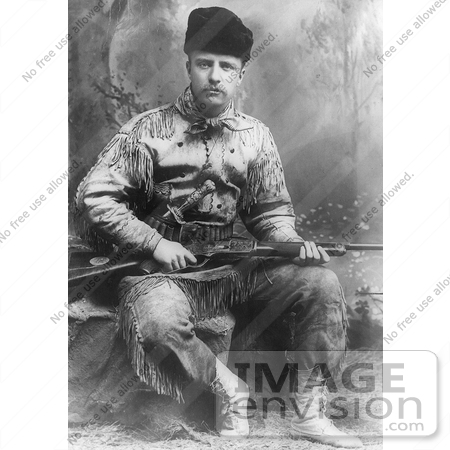 #7859 Picture of Theodore Roosevelt Holding a Rifle by JVPD