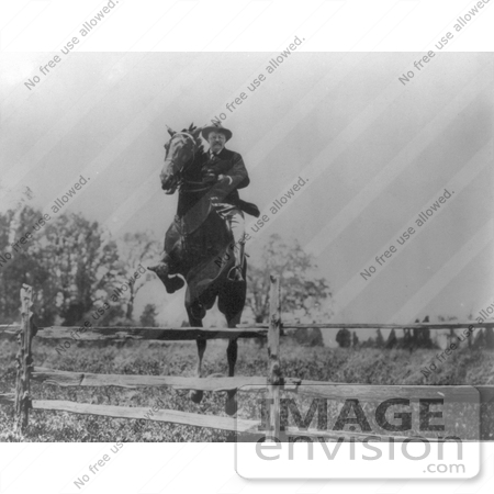 horses jumping over fences. #7863 Picture of Roosevelt on Horse, Jumping Over Fence by JVPD