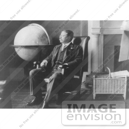#7881 Picture of Theodore Roosevelt Sitting by Globe by JVPD