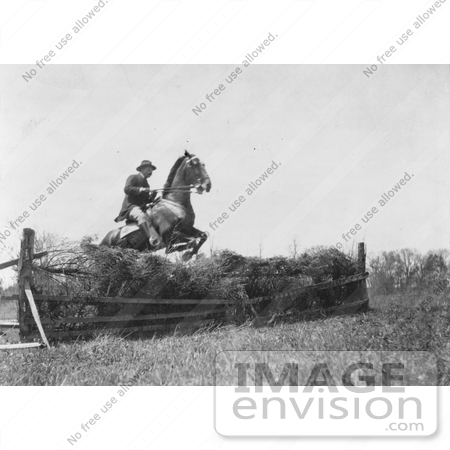 #7888 Picture of Roosevelt on Horse, Jumping a Fence by JVPD