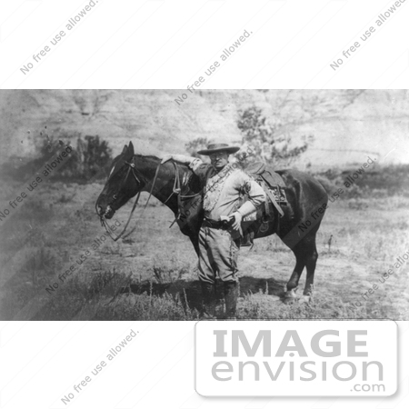 #7902 Picture of Theodore Roosevelt Beside a Horse by JVPD