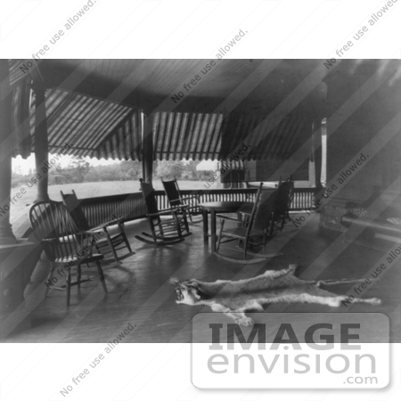 #7956 Picture of Sagamore Hill Porch With Furniture and Furs by JVPD