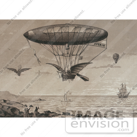 #8465 Picture of an Airship by Ocean by JVPD