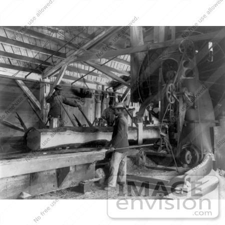 #9605 Picture of Men Working in a Lumber Mill by JVPD