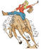 #29129 Royalty-free Cartoon Clip Art of an Attractive Blonde Cowgirl Riding a Bucking Bronco Horse in a Rodeo by Andy Nortnik