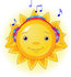 #56282 Clip Art Illustration Of A Cute Sun Character Listening To Music And Wearing Headphone by pushkin