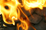 Free Picture of Burning Charcoal Briquettes
