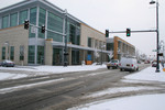 Free Picture of Snowfall at the Public Library in Medford, Oregon