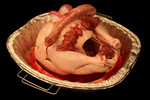 Free Picture of Uncooked Heart, Liver, Gizzard, and Neck on a Raw Turkey in a Roasting Pan