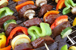 Free Picture of Veggies and Meat on Skewers on a BBQ