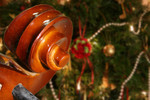 Free Picture of Decorated Christmas Tree and Viola Scroll