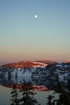 Free Picture of Crater Lake at Sunset, Full Moon