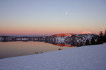 Free Picture of February Sunset at Crater Lake, Oregon, Full Moon