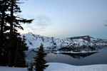 Free Picture of Evergreen Trees, Wizard Island, Crater Lake
