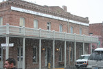 Free Picture of Snow Falling in Front of the United States Hotel, Jacksonville, Oregon