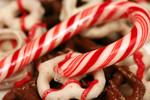 Free Picture of Candy Cane and Chocolate Pretzels