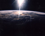 Free Picture of Sunlight over Earth as seen by STS-29 crew 3/18/1989