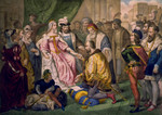 Free Picture of Christopher Columbus Kneeling in Front of Queen Isabella I