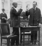 Free Picture of President Coolidge Preparing Ballot