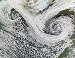Free Picture of Two Cyclones Near Iceland and Scotland
