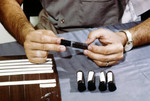 Free Picture of Field Researcher Placing Stoppers in Tubes Filled with Mosquitoes that will be used for Arbovirus Studies