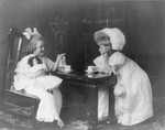 Free Picture of Little Girls Playing Tea