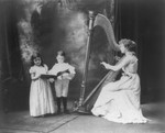 Free Picture of Woman Playing Harp, Children Singing