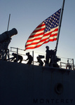 Free Picture of Raising the American Flag on a Missile Cruiser