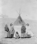 Free Picture of Sitting Bulls Family in Front of Tipi