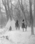 Free Picture of Apsaroke Camp in Winter, People on Horses