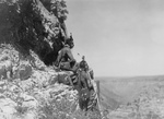 Free Picture of Three Crow Indians on Rock Ledge
