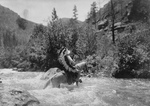 Free Picture of Bullchief Crossing River on Horseback