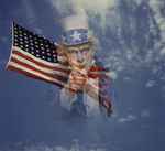 Free Picture of Uncle Same Merged With the American Flag